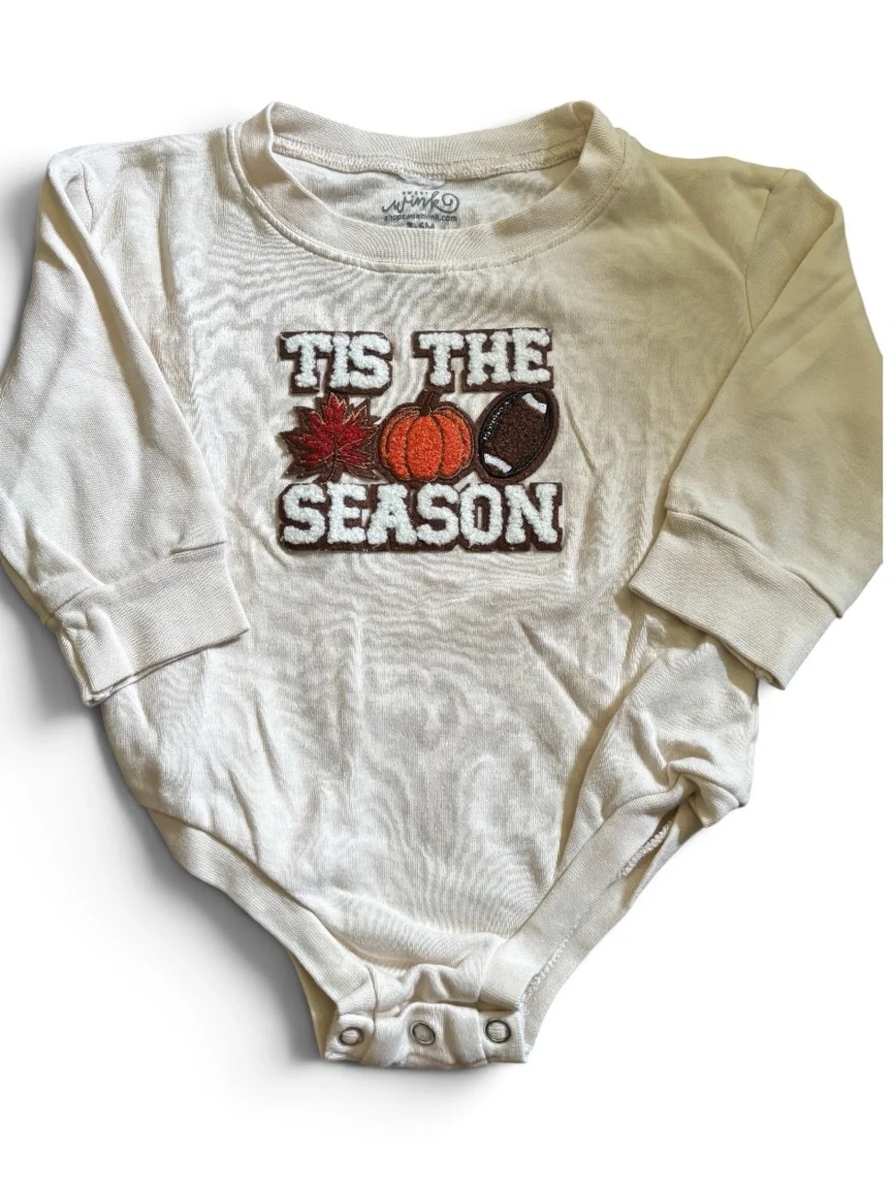 🎉 (3-6m) Sweet Wink Cream 'Tis The Season' Long-Sleeve Baby Bodysuit